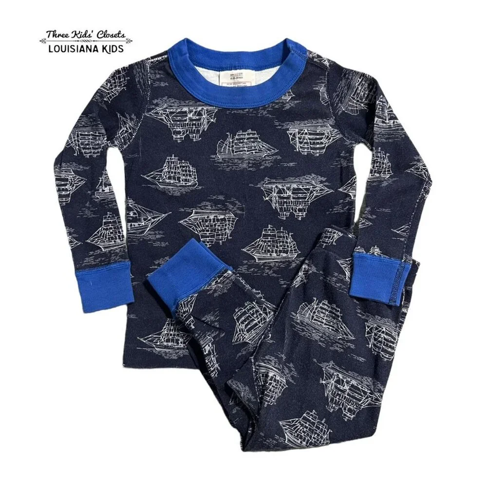 Hanna Andersson Sz 80 (18-24m) Navy Ship Long John Pajamas
